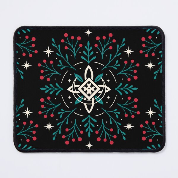 Item preview, Nordic Yule star with lunar nodes, crescent moon and holly designed and sold by Christine Krahl.