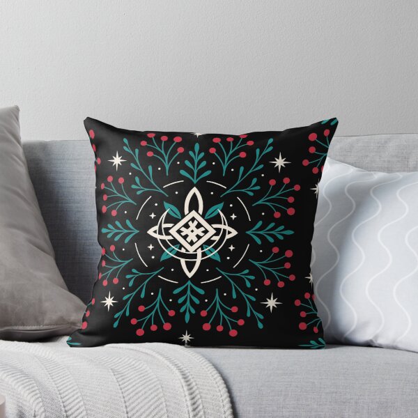 Item preview, Nordic Yule star with lunar nodes, crescent moon and holly designed and sold by Christine Krahl.