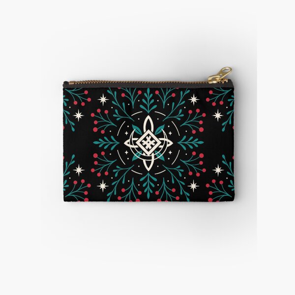 Item preview, Nordic Yule star with lunar nodes, crescent moon and holly designed and sold by Christine Krahl.
