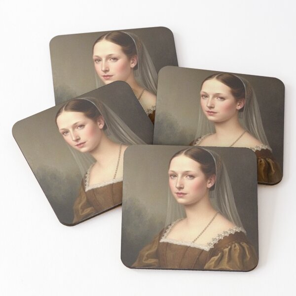 Item preview, Tudor Era Courtier woman in a beautiful period dress portrait art designed and sold by Vintage Designs +.