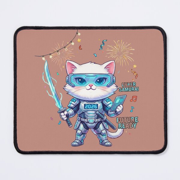 Item preview, Cyber Samurai Cat 2026 | Futuristic Kitten with Glowing Katana designed and sold by E-SarnEdge.