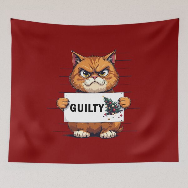 Item preview, GUILTY! Funny Cat Mugshot Christmas T-Shirt | Broken Ornament Gift designed and sold by SylwiaPrint.
