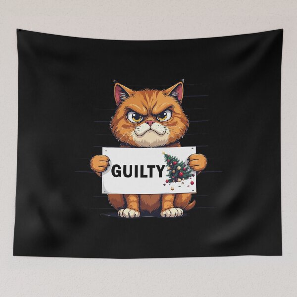 Item preview, ​GUILTY! Funny Cat Mugshot Christmas T-Shirt | Broken Ornament Gift designed and sold by SylwiaPrint.