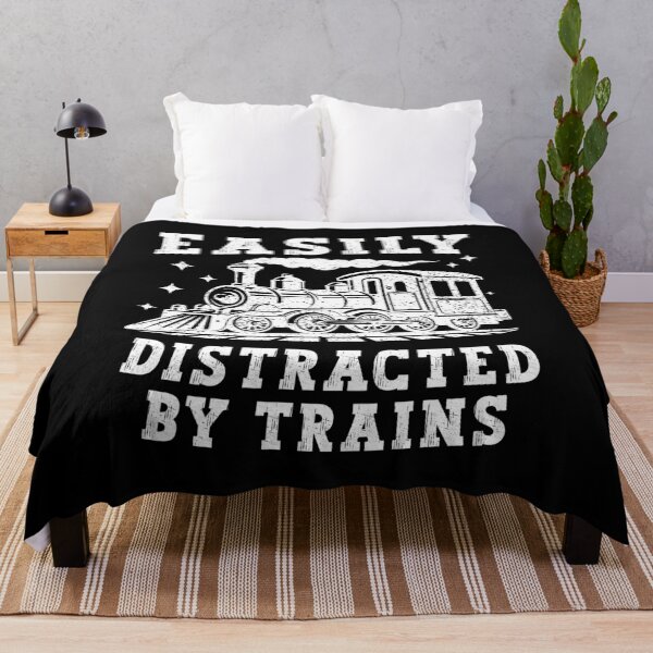 Item preview, Easily Distracted By Trains Funny Vintage Locomotive Design designed and sold by Dmetalx Art Apparel.