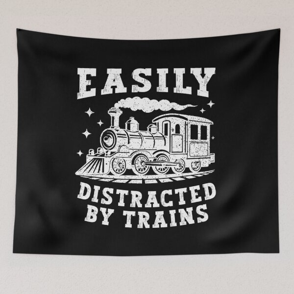 Item preview, Easily Distracted By Trains Funny Vintage Locomotive Design designed and sold by Dmetalx Art Apparel.