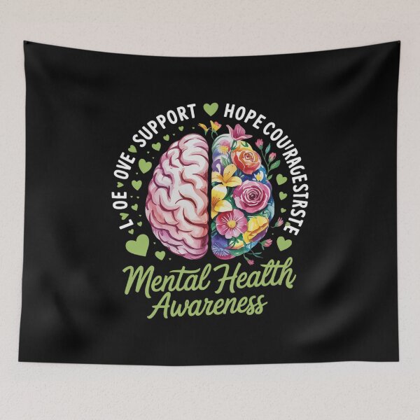 Item preview, motivational Support Floral Brain Mental Health Awareness  designed and sold by VerseFarm.