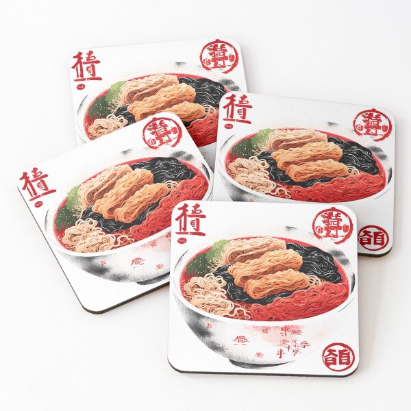 Item preview, Ramen Shop Red Stamp - Japanese Hanko Art designed and sold by ThePromptStudio.