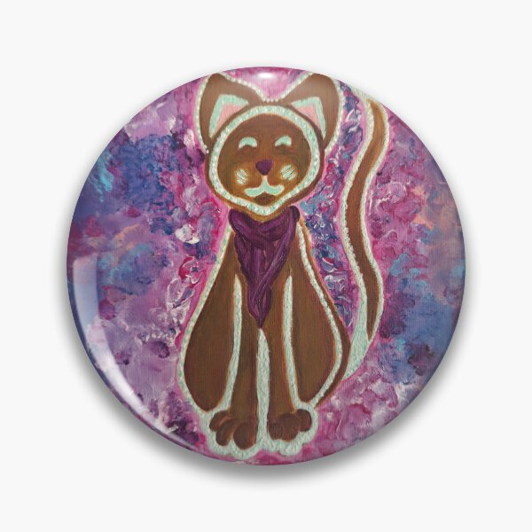 Item preview, Gingerbread Cat Painting – Colorful Frosting Background Wall Art | Whimsical Oil Artwork designed and sold by PaintThatSheep Art Shop.