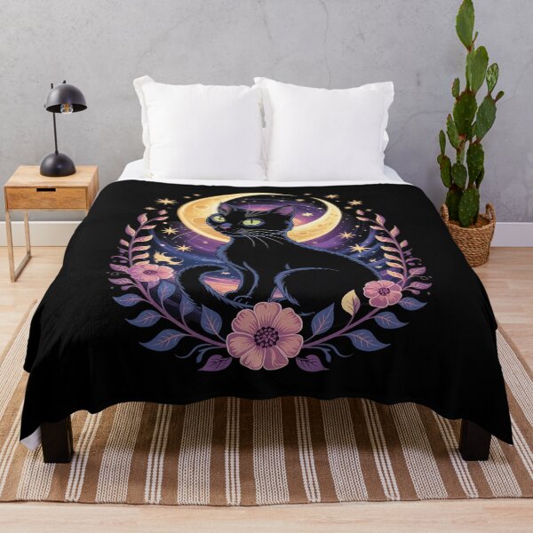 Item preview, Mystical Cat Moon Floral Night  designed and sold by VerseFarm.