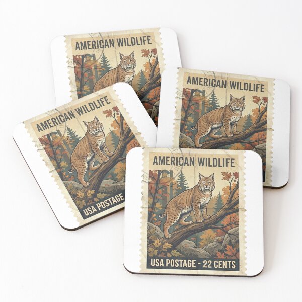 Item preview, Vintage Bobcat Stamp Retro Wildlife Art designed and sold by EverBranz-stor.