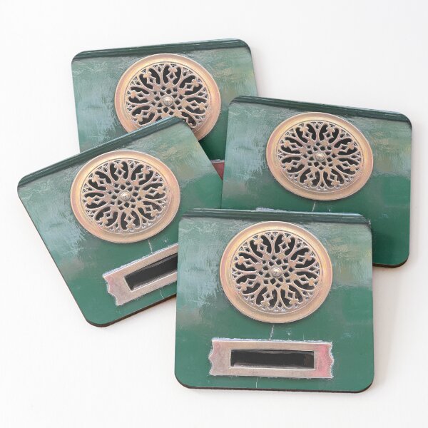 Item preview, Ornate brass peephole and mailbox on a green door designed and sold by Ponted.
