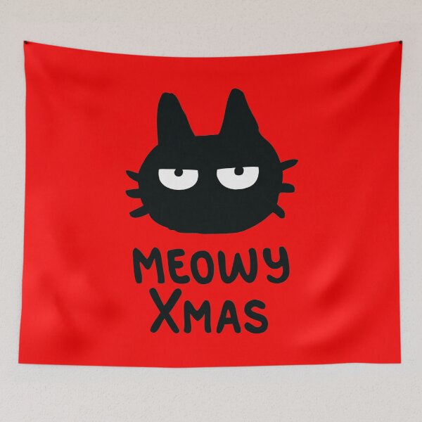 Item preview, Funny Black Cat Meowy Xmas Holiday Art designed and sold by monikko.