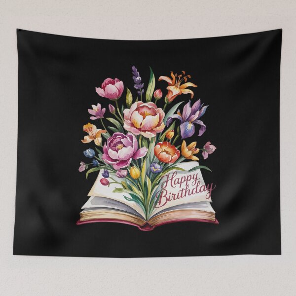 Item preview, open book with colorful flowers reading lovers floral  designed and sold by VerseFarm.