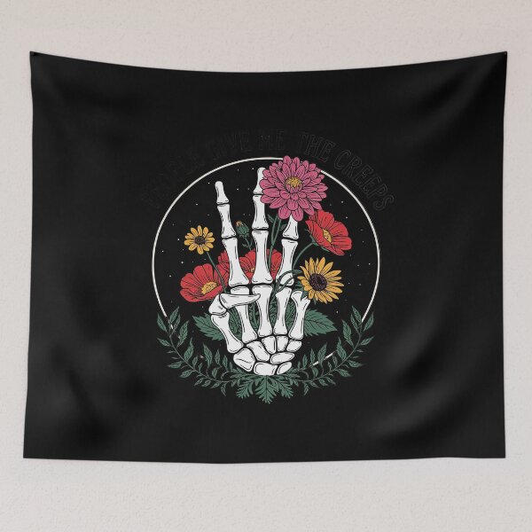 Item preview, People Give Me The Creeps Spooky Skeleton Hand Florals  designed and sold by VerseFarm.