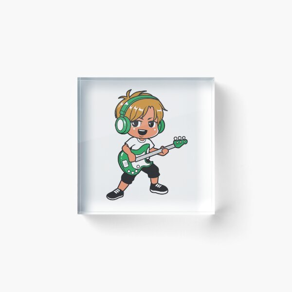 Item preview, Boy Playing Green Electric Guitar designed and sold by vicky85076.