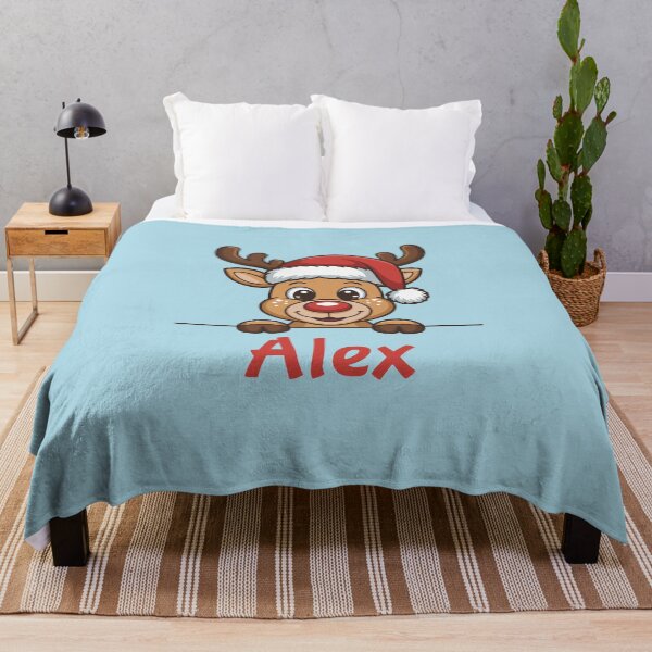 Item preview, Alex Cute Christmas Reindeer Graphic with Santa Hat | Personalized Holiday Gift Idea designed and sold by 89BLACK.