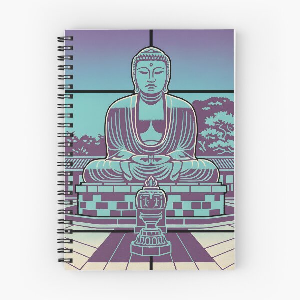 Item preview, Great Buddha Kamakura Japan Shirt – Blue Duotone Zen Gradient Tee designed and sold by WAUZ.