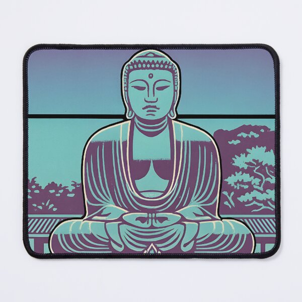 Item preview, Great Buddha Kamakura Japan Shirt – Blue Duotone Zen Gradient Tee designed and sold by WAUZ.