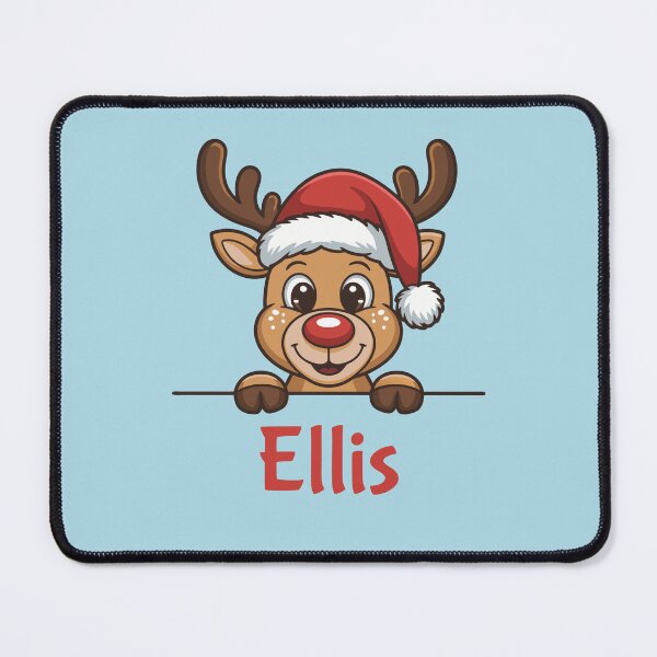 Item preview, Ellis Cute Christmas Reindeer Graphic with Santa Hat | Personalized Holiday Gift Idea designed and sold by 89BLACK.