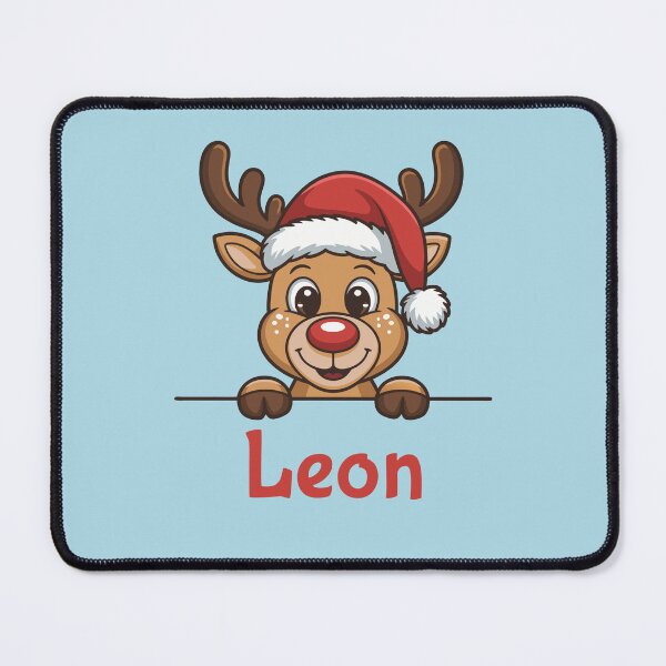 Item preview, Leon Cute Christmas Reindeer Graphic with Santa Hat | Personalized Holiday Gift Idea designed and sold by 89BLACK.