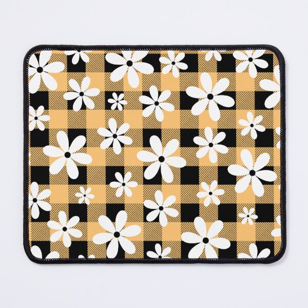 Item preview, Orange Buffalo Plaid Flower Seamless Pattern designed and sold by FlameBornDesigns.