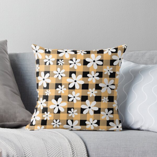 Item preview, Orange Buffalo Plaid Flower Seamless Pattern designed and sold by FlameBornDesigns.