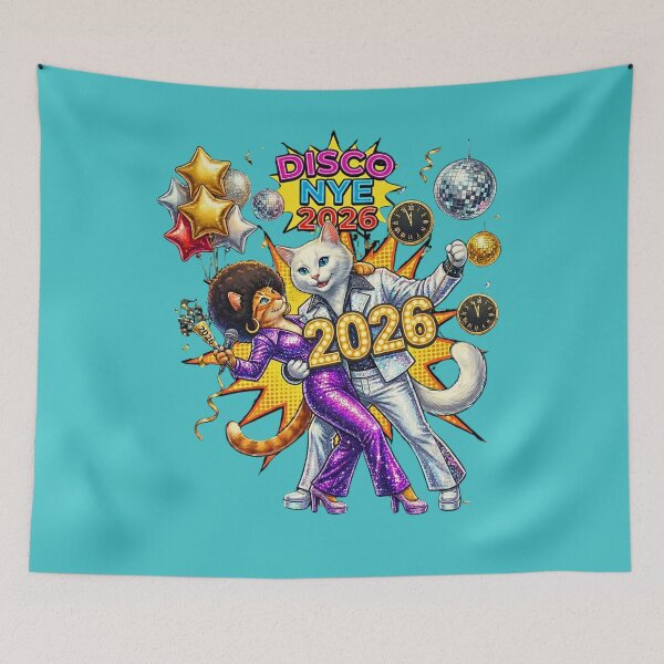 Item preview, Disco NYE 2026 | Retro Cat Couple Dancing into the New Year designed and sold by E-SarnEdge.