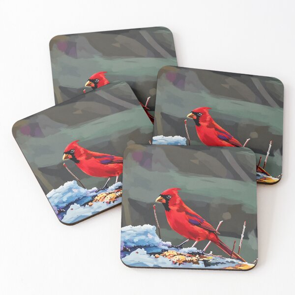 Item preview, Winter Red Cardinal at Feeder designed and sold by tomorrowsart.