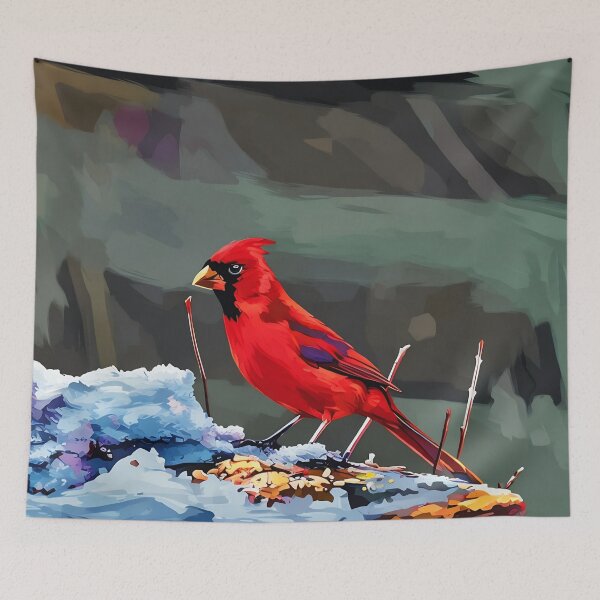 Item preview, Winter Red Cardinal at Feeder designed and sold by tomorrowsart.