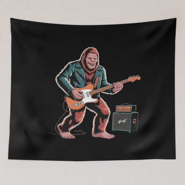 Item preview, Bigfoot Playing Guitar Sasquatch Men Boys Women Distressed designed and sold by BeetleMalon.
