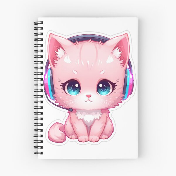 Item preview, Cute Pink Chibi Gamer Cat with RGB Headset designed and sold by SoulenCify.