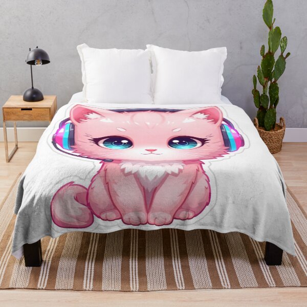 Item preview, Cute Pink Chibi Gamer Cat with RGB Headset designed and sold by SoulenCify.