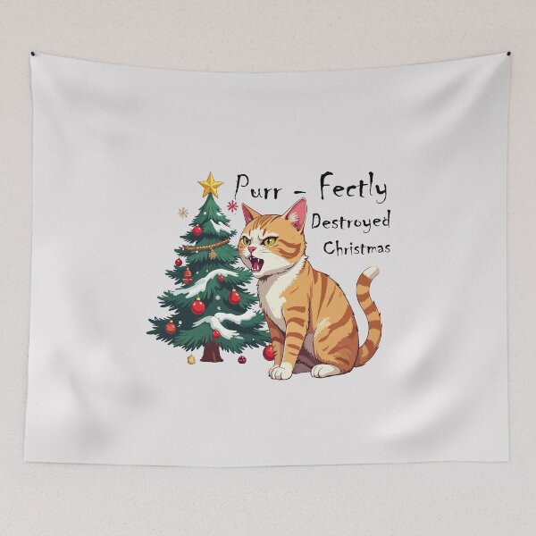 Item preview, Purrfectly Destroyed Christmas T-Shirt | Cute Cat Ornament Gift designed and sold by SylwiaPrint.