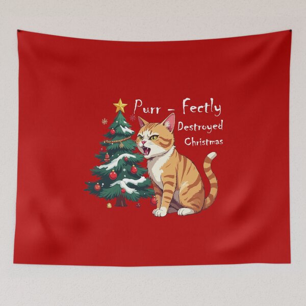 Item preview, Purr-fectly Destroyed Christmas Kitten Funny Gift designed and sold by SylwiaPrint.