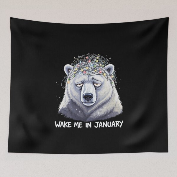 Item preview, Fed-Up Polar Bear – “Wake Me in January” | Tired Christmas Polar Bear Design designed and sold by ColorSplash123.