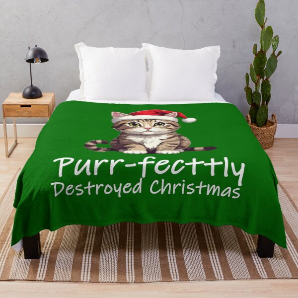 Item preview, Purrfectly Destroyed Christmas T-Shirt | Cute Cat Ornament Gift designed and sold by SylwiaPrint.