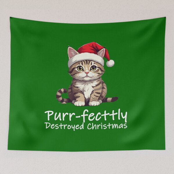 Item preview, Purrfectly Destroyed Christmas T-Shirt | Cute Cat Ornament Gift designed and sold by SylwiaPrint.