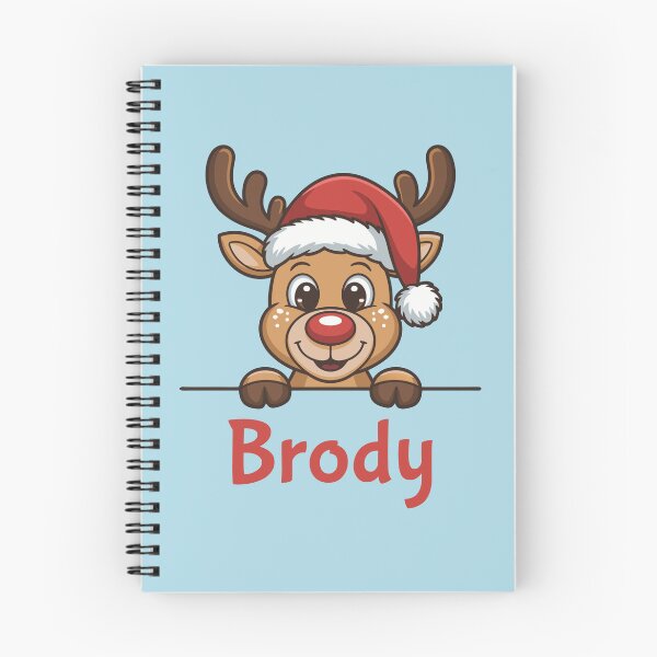 Item preview, Brody Cute Christmas Reindeer Graphic with Santa Hat | Personalized Holiday Gift Idea designed and sold by 89BLACK.