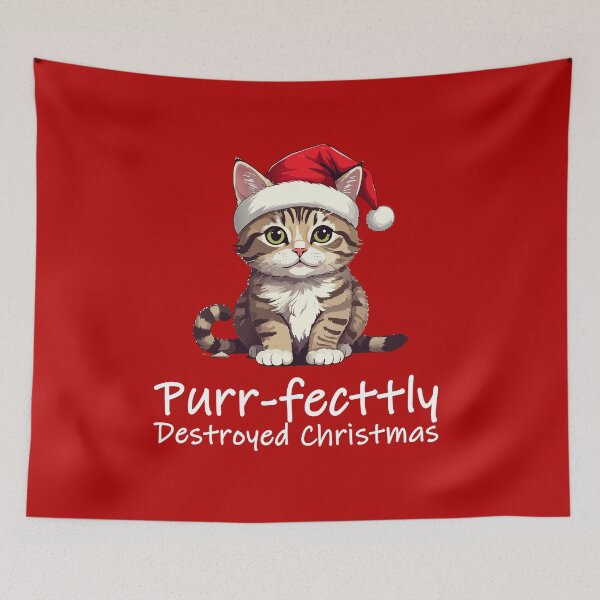 Item preview, Purrfectly Destroyed Christmas T-Shirt | Cute Cat Ornament Gift designed and sold by SylwiaPrint.