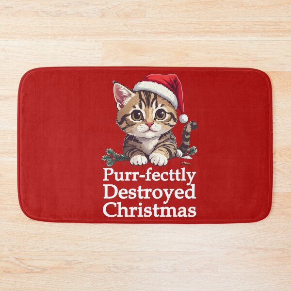 Item preview, Purrfectly Destroyed Christmas T-Shirt | Cute Cat Ornament Gift designed and sold by SylwiaPrint.