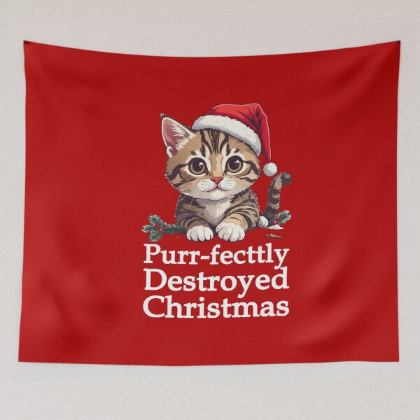 Item preview, Purrfectly Destroyed Christmas T-Shirt | Cute Cat Ornament Gift designed and sold by SylwiaPrint.