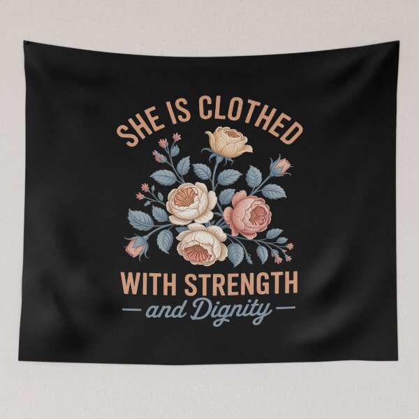 Item preview, She Is Clothed With Strength And Dignity Boho Floral Christ  designed and sold by KotexTemu.