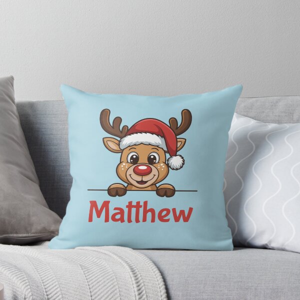 Item preview, Matthew Cute Christmas Reindeer Graphic with Santa Hat | Personalized Holiday Gift Idea designed and sold by 89BLACK.