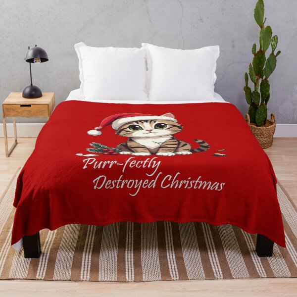Item preview, Purrfectly Destroyed Christmas T-Shirt | Cute Cat Ornament Gift designed and sold by SylwiaPrint.
