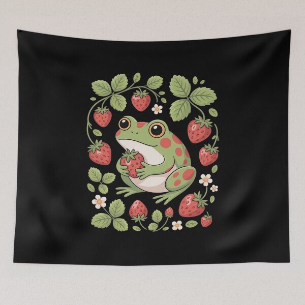Item preview, Strawberry Frog Drawing Animal Art Strawberries Floral  designed and sold by KotexTemu.