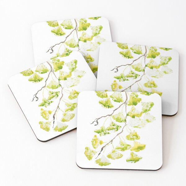 Item preview, green ginkgo leaves watercolour painting  designed and sold by ColorandColor.