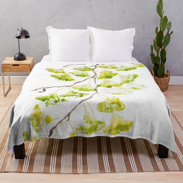 Item preview, green ginkgo leaves watercolour painting designed and sold by ColorandColor.