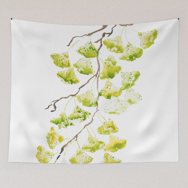 Item preview, green ginkgo leaves watercolour painting  designed and sold by ColorandColor.