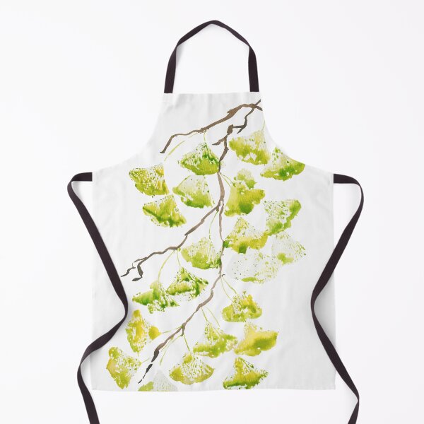 Item preview, green ginkgo leaves watercolour painting designed and sold by ColorandColor.