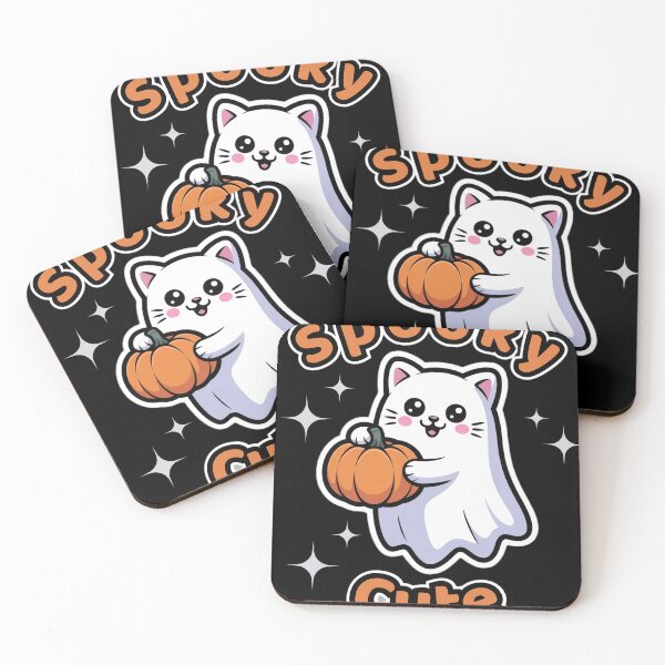 Item preview, Spooky Cute Ghost Cat with Pumpkin designed and sold by kamisclothes.